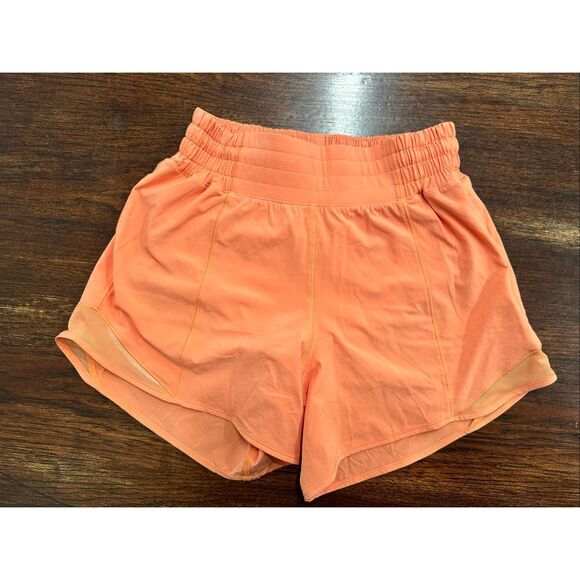 Lululemon Hotty Hot Coral Orange High Rise Shorts With Brief Size 2 - Picture 3 of 6